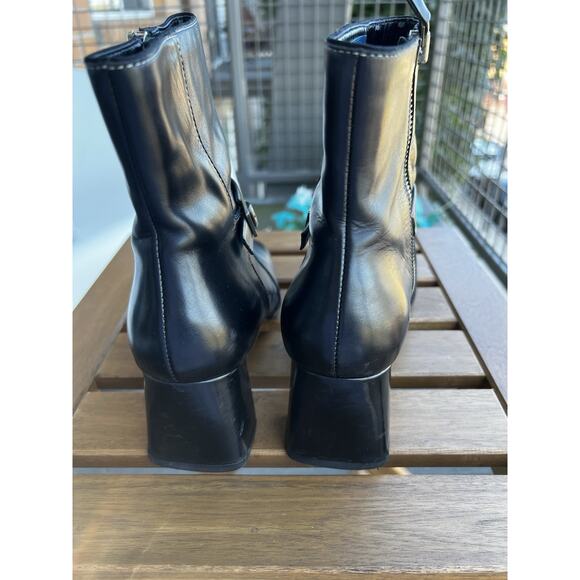 Vtg Joan & David Circa Black leather square toe classic Ankle Booties Boots 9M - Picture 4 of 12